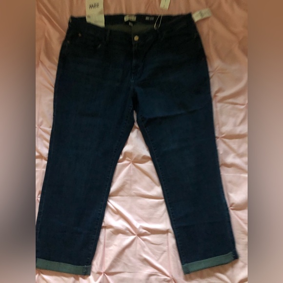 NWT Warp + Weft BRU (Brussels) Cuffed Boyfriend Jeans Dark Blue Sz 22 W Plus - Picture 8 of 8